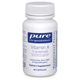 Pure Encapsulations Vitamin A + Carotenoids bottle on table for convenient vision support