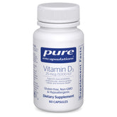 Pure Encapsulations Vitamin D3 1000 IU bottle on a clean surface, supporting daily bone health.