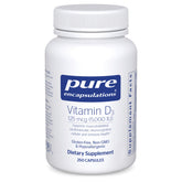 Pure Encapsulations Vitamin D3 bottle front promoting bone support and immune health