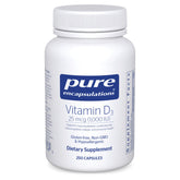 Pure Encapsulations Vitamin D3 bottle front view supports bone health and calcium absorption.
