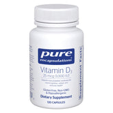 Pure Encapsulations Vitamin D3 bottle front for daily bone and immune support.
