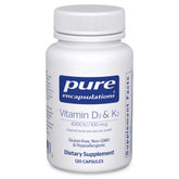 Pure Encapsulations Vitamin D3 & K2 bottle closeup for daily bone and immune support.