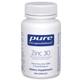 Pure Encapsulations Zinc 30 mg bottle front view for daily immune support