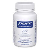 Pure Encapsulations Zinc citrate bottle highlighting highly absorbable zinc for immune support
