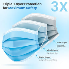Pure Gem blue mask with elastic earloops offers comfortable, all-day wear.