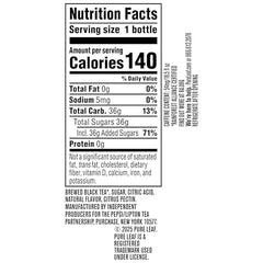 Close-up of Pure Leaf Blackberry label showing natural ingredients and flavor.