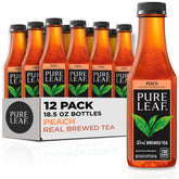 Pure Leaf Peach Iced Tea bottle shows real brewed flavor for refreshing sip