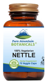 Pure Mountain Botanicals stinging nettle capsules bottle for daily wellness support
