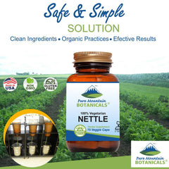 Pure Mountain Botanicals vegan kosher nettle capsules packaging meets dietary needs