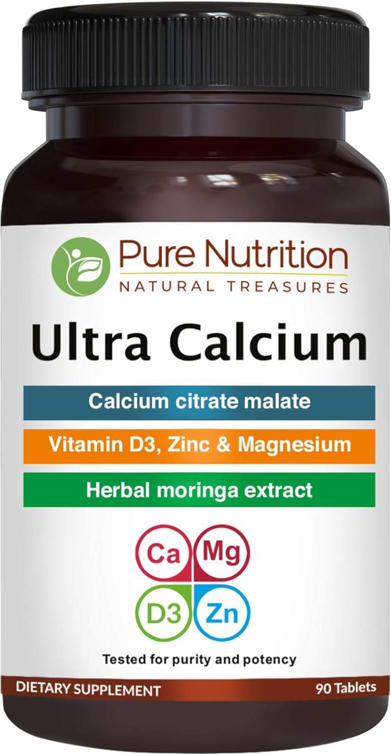 Pure Nutrition Natural Treasures Ultra Calcium bottle front showing a vegetarian mineral supplement