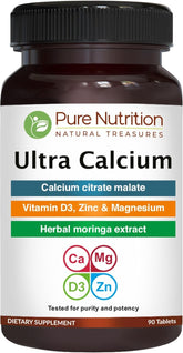 Pure Nutrition Natural Treasures Ultra Calcium bottle front showing a vegetarian mineral supplement