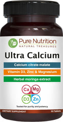 Pure Nutrition Natural Treasures Ultra Calcium bottle front showing a vegetarian mineral supplement