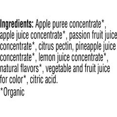 Pure Organic layered fruit bars cross-section reveals vibrant pineapple and passionfruit layers.
