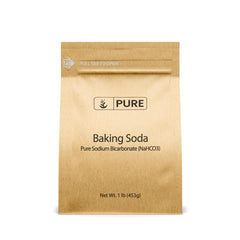 Pure Original Ingredients baking soda 1lb package, eco-friendly packaging for kitchen tasks.