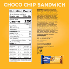 AMMMAZE Choco Chip sandwich bar cross-section reveals creamy coating and chocolate chips.