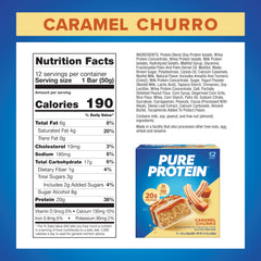 Close-up of Pure Protein Caramel Churro Bar texture highlighting caramel churro flavor.