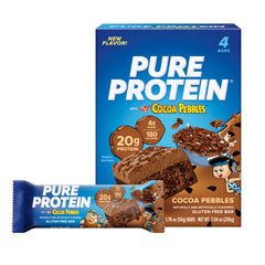 Pure Protein Cocoa PEBBLES bar box for convenient, grab-and-go nutrition
