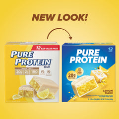 Pure Protein Lemon Cake Bar closeup, highlights zesty lemon flavor and texture.