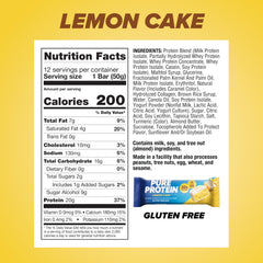 Pure Protein Lemon Cake Bar on counter, gluten-free, tasty protein option.