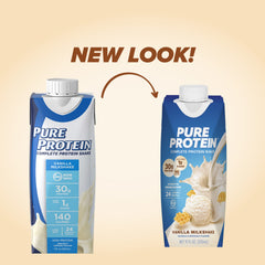 Pure Protein Vanilla Shake glass showcases creamy texture ideal for a meal boost.