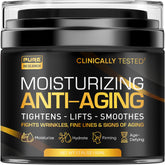 Pure Research Men's Face Cream bottle close-up highlighting hydration and anti-aging support.