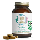 Pure Synergy Purenatal bottle front with complete prenatal vitamins for mom and baby