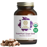 Pure Synergy SuperPure grape seed extract bottle with modern label and cap for daily use