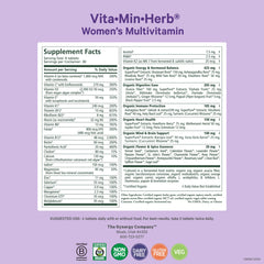 PURE SYNERGY Vita Min Herb tablets close-up highlighting vegan, organic nutrients for daily vitality.