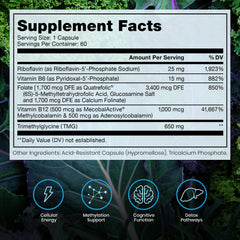 Pure Therapro Rx Methyl B Complete label closeup featuring Quatrefolic 5-MTHF for active folate.