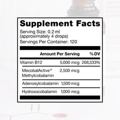Liquid B12 with methylcobalamin and adenosylcobalamin highlight