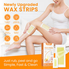 Pureasy hands applying wax strips demonstrates simple, at-home hair removal