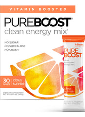 Pureboost Citrus Sunrise packet ready to mix for a refreshing energy lift