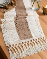 Pureegg Farmhouse table runner with tassel detail adds casual dining elegance