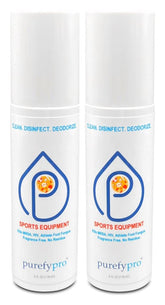 Purefypro spray bottle disinfecting gym gear quickly.