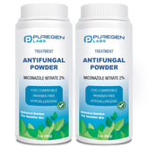 Puregen Labs Antifungal Powder tub front shows a talc-free formula for daily use.