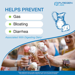 Puregen Labs Dairy Relief packaging front highlights trusted formula for lactose-aware shoppers.