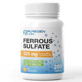 Puregen Labs Ferrous Sulfate 325mg bottle pack shot supports daily iron intake.