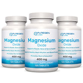 Puregen Labs Magnesium 400mg bottle front for daily support and relaxation.