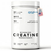 Puregen Labs Micronized Creatine Monohydrate bottle highlights pure formula and easy dosing.