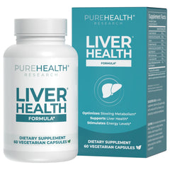 PUREHEALTH RESEARCH Liver Health bottle pour supports daily detox routines.