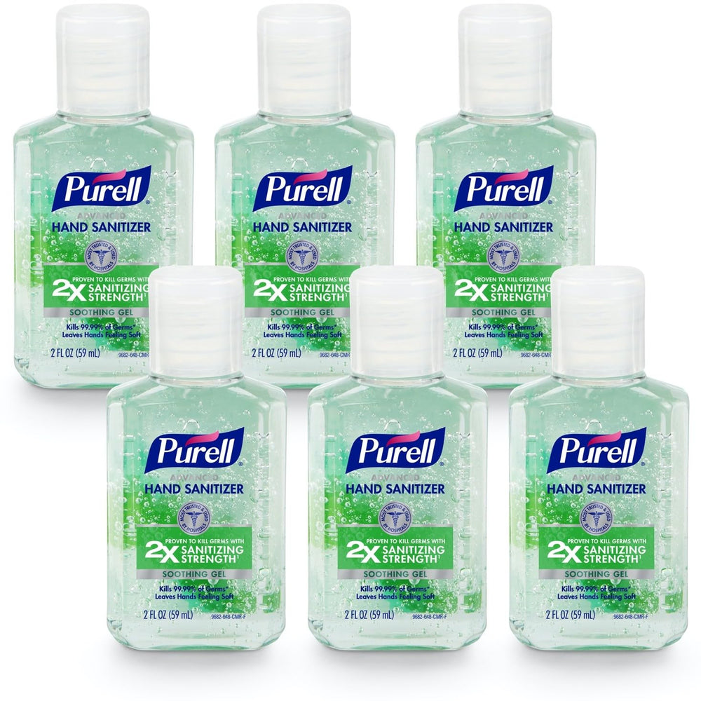 Purell Advanced Hand Sanitizer Soothing Gel 2oz bottle for quick germ protection on the go
