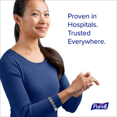 Close-up of Purell pump dispenser for easy one-handed use.
