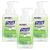 Purell Naturals Foam bottle front view for quick, convenient hand sanitizing.