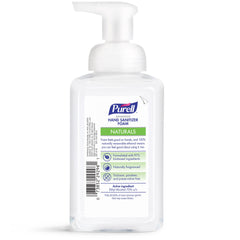 Purell Naturals Foam pump-dispense shows easy, mess-free sanitizer at home or office.