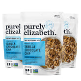 Purely Elizabeth Vanilla Chocolate Chip Granola bag showing gluten-free breakfast crunch