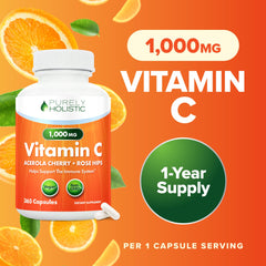 Purely Holistic timed-release capsules provide steady vitamin C release.