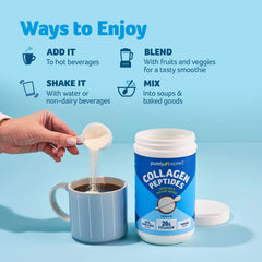 Nutrition label shows 20g collagen per serving and 18g protein.