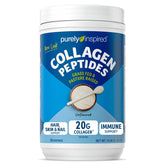 Purely Inspired collagen powder scoop in a glass of water, neutral flavor for daily use.