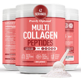 Purely Optimal collagen peptides powder in a jar for daily beauty support
