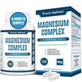 Purely Optimal Magnesium Complex bottle front for nightly relaxation.